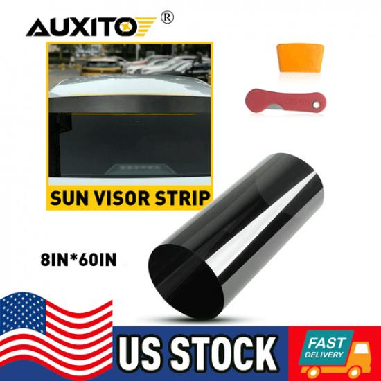 60 x8   Car Window Tint Sun Windshield visor Vinyl Decal Strip Sticker Black