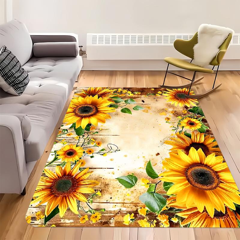 1PC Sunflower Pattern Kitchen Rugs Non-Slip Home Door Mats Pop design Bathroom Rugs Bath Mat Carpet for Home Sink Laundry Decor