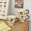 Cartoon Boy and Girl Couple Ceramic Mug Souvenir High Footed Cup To Give Birthday Gift To Friends Best Friend Sisters
