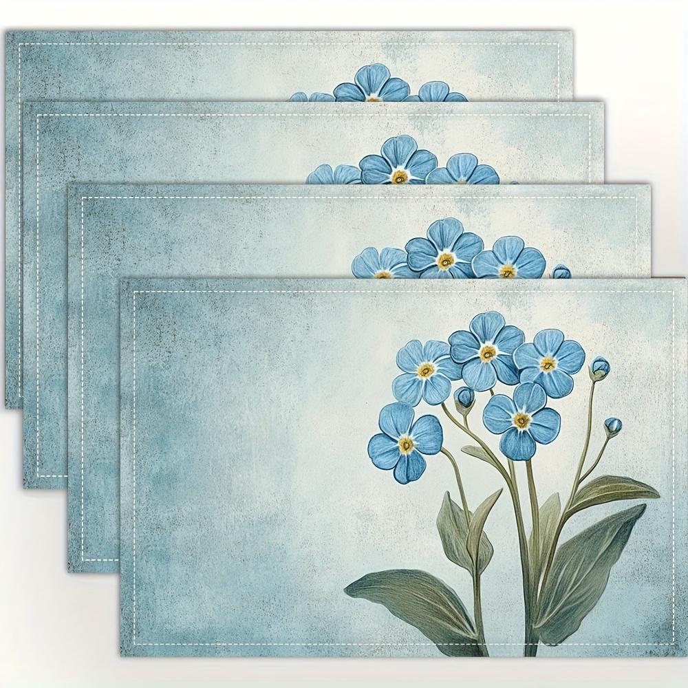 Selfless Flower Exquisite Floral Vintage Plant Placemat, Fashion Printed Pattern Table Mat, Suitable for Dining Table, Kitchen, Parties, Indoor,