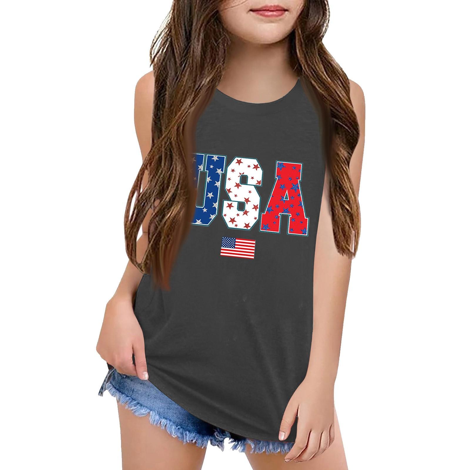 

Girls Kids Summer Crewneck Sleeveless Shirts Tank Tops 160