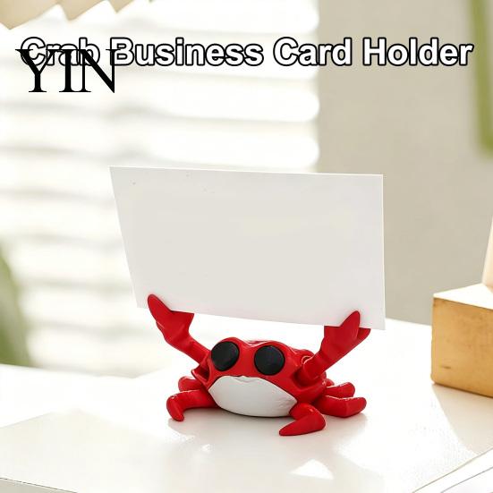 Stable Card Holder Stand 3D Printing Business Holder, Cute Crab Shape, Cartoon Desk Accessory Non-Tip Organizer, for Office Home Desktop Storage