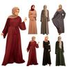 Modisches Muslimisches Kleid mit Langen Ärmeln Einfarbig Elegante Modest Wear Kleidung für Damen Schnürung Türkei Kaftan Eid Roben