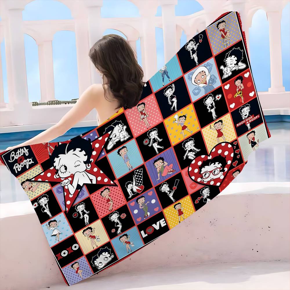 Anime B-Bettys B-Boops Microfiber Beach Towel Absorbent Quick Dry Soft Yoga Swimming Resort Mountain Climbing Towel