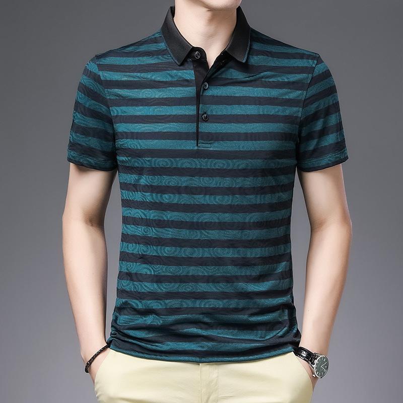 

Новая летняя мужская повседневная футболка с короткими рукавами, мужская модная футболка для молодежи и среднего возраста, тонкая рубашка поло с лацканами XXXXL