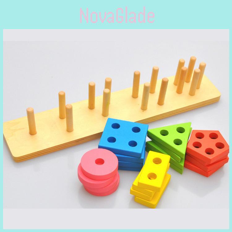 Wooden Geometric Shape Building Blocks For Kids Educational Toy For Learning And Play