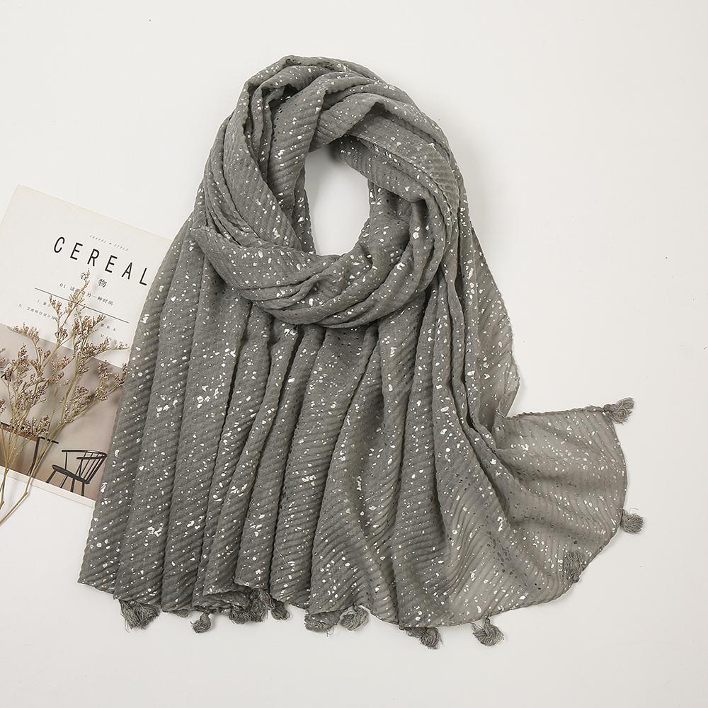 Shimmer Glitter Muslim Hijab Scarves Cotton Scarf For Women Big Size Long Shawls Stoles Wraps Islamic Turban Headscarf 190*85cm