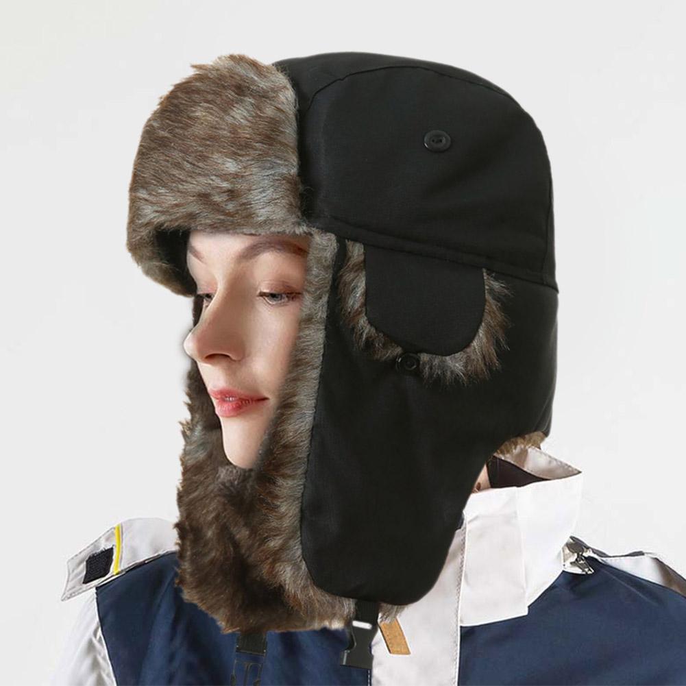 Men Women Russian Hat Trapper Bomber Hats Winter Thermal Outdoor Lei Faux Snow Hat Ushanka Fur Earflap Caps For Outdoor Cycling