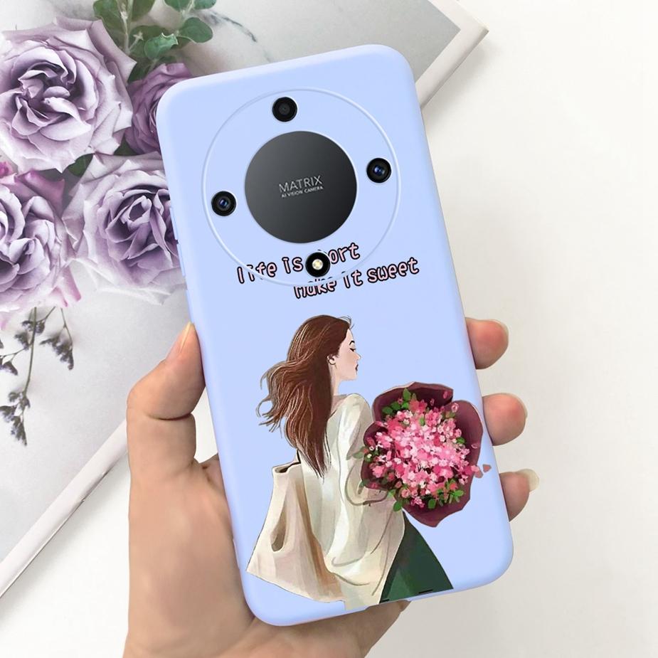 Für Honor Magic6 Lite Hülle Honor X9b Hübsche Mädchen Sonnenblumen Hülle Weiche Silikon Handyhülle Für Honor Magic6 Lite HonorX9b Bumper