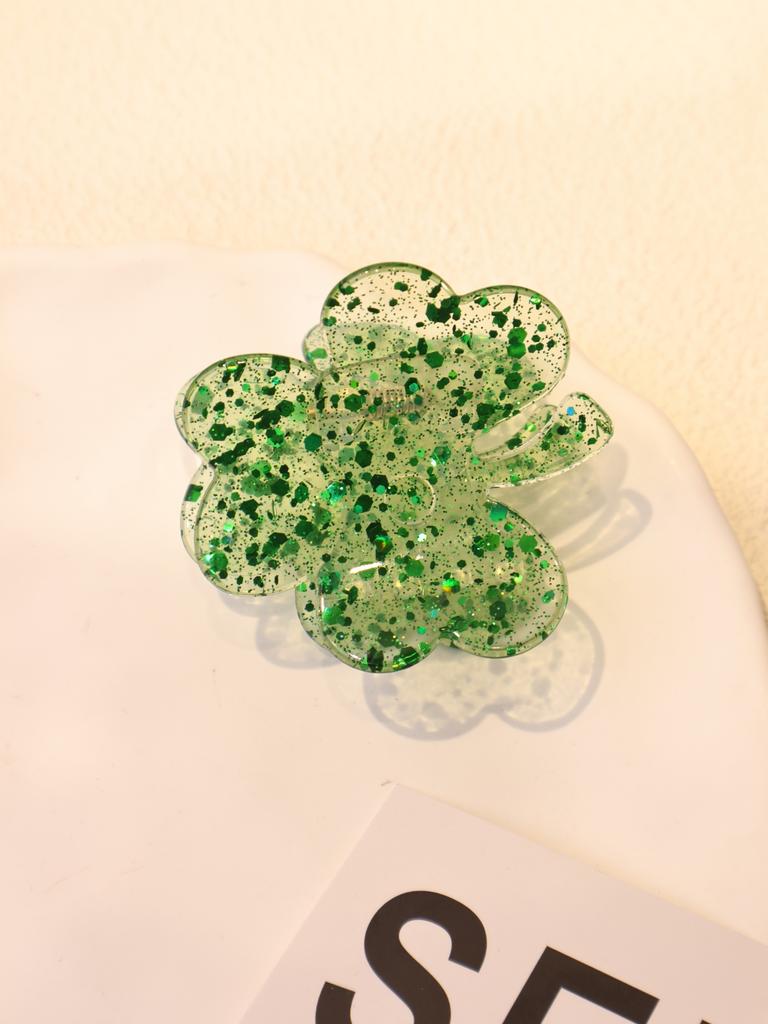 1 Irish St. Patrick's Day Party Hair Accessory Green Lucky Clover Shark Clip