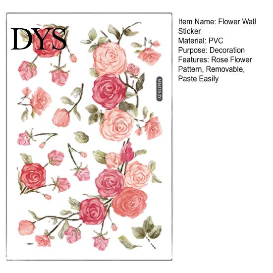 Wall Sticker Flower Colorful Mural Waterproof Self Adhesive Removable Beautify DIY Rose Decal Living Room Background Mirror Decor Art Craft