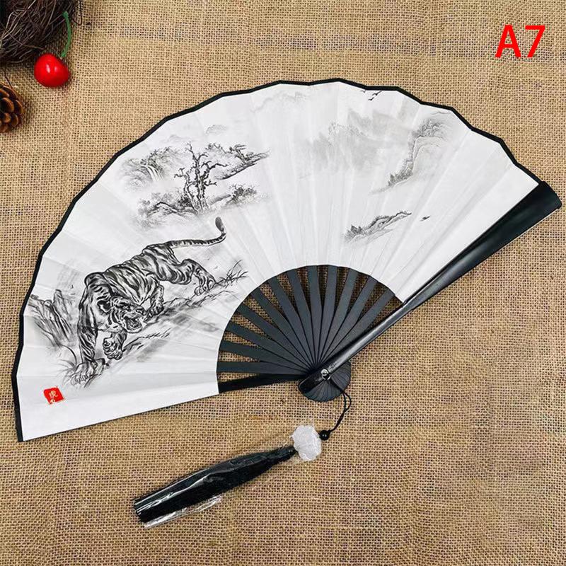Ventilator pliabil în stil chinezesc, evantai de cârpă de dans clasic, din plastic, de epocă, cu imprimare cu dragon, evantai de mână, recuzită foto, cosplay