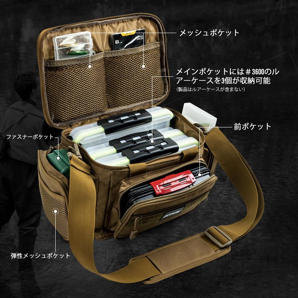 Goture Fishing Fishing Bag with Rod Waterproof Tackle Shoulder Multifunctional Fishing Large Fishing Gear Storage Bag for Hiking and Outdoor Khaki