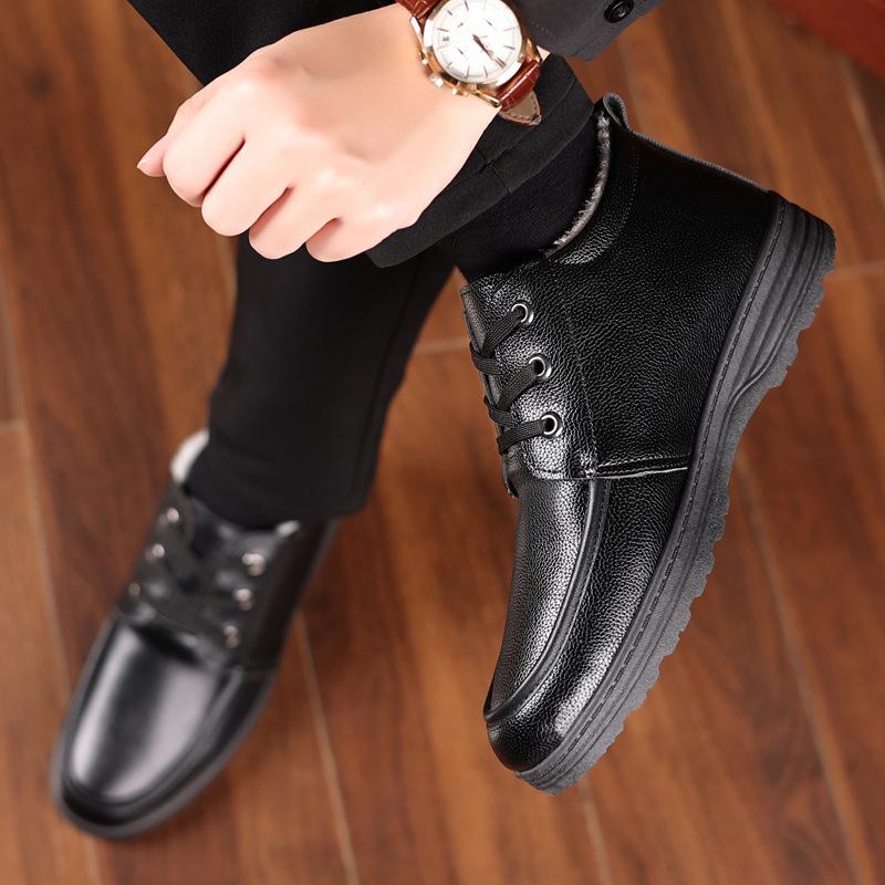 Men's Fashion Casual Shoes Waterproof Winter Shoes Snow Shoes Flats Shoes Keep Warm Boots Man Leather Shoes