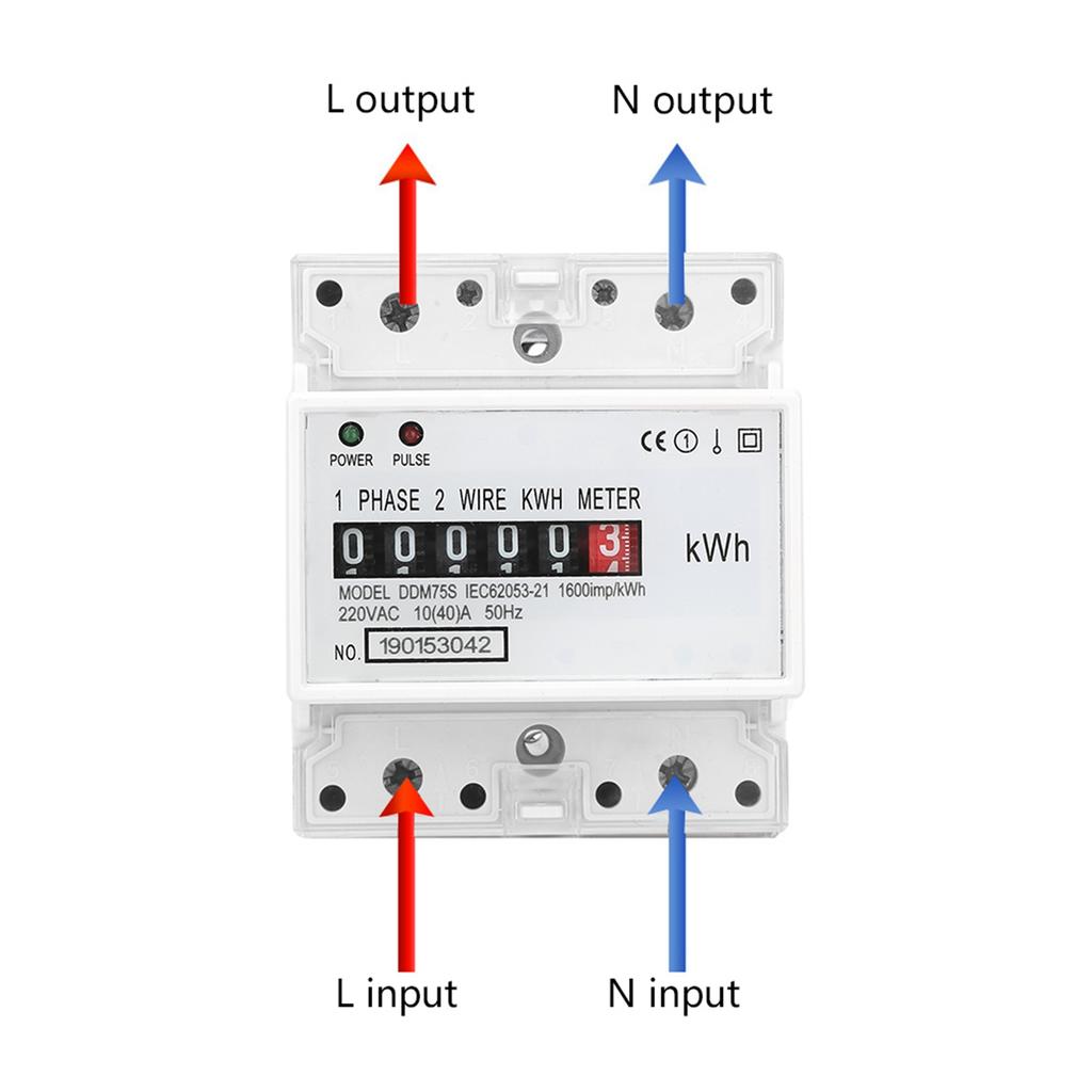 4P LED Din Rail Electricity Power Consumption Wattmeter Energy Meter DDM75S 10-40A Single Phase