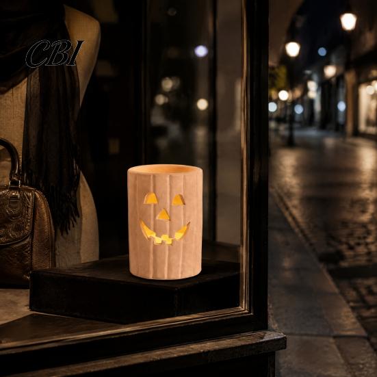 Small Decorative Lanterns for Entryways Halloween Pumpkin Candle Holder, Resin Hollow Candlestick, Vintage Country Indoor Outdoor Fall Party
