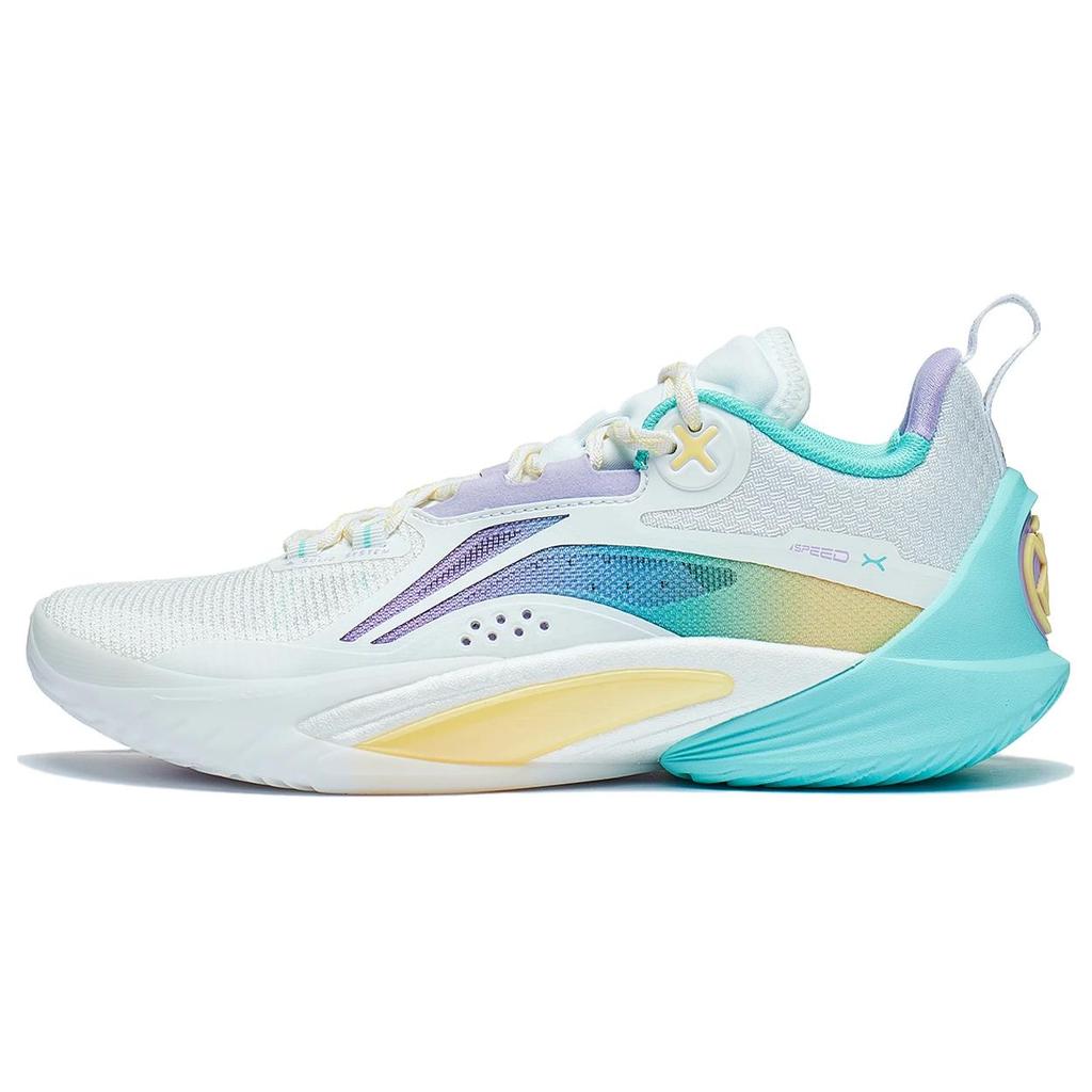 New LiNing Speed 10 Cushioning, Slip Resistant, Abrasion Resistant, Breathable Low Top Basketball Shoes Men's White Purple ABAT085-8