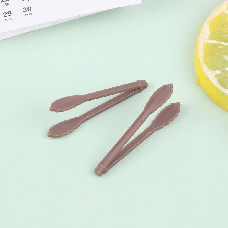 2Pcs Dollhouse Mini Cake Dessert Bread Clip Tweezers Food Clip Bread Tongs Model Tableware Cookware Kitchen Utensils Tools Toys