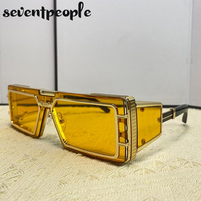 Small Rectangle One-Piece Punk Sunglasses Men Luxury Brand Vintage Shield Goggle Eyewear For Male Trendy Outdoor Sunglass