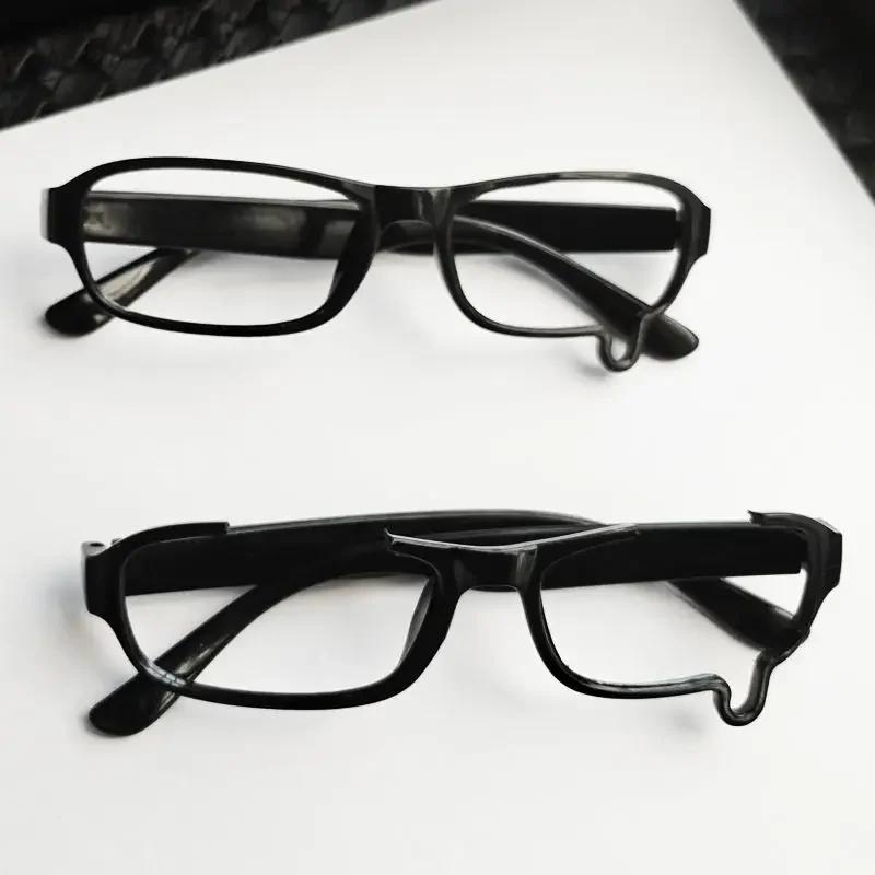 New Black Anime Teardrop Eyeglasses Frame Super Cute Concave Shape Creative Cos Camera Glasses for Animation Fans