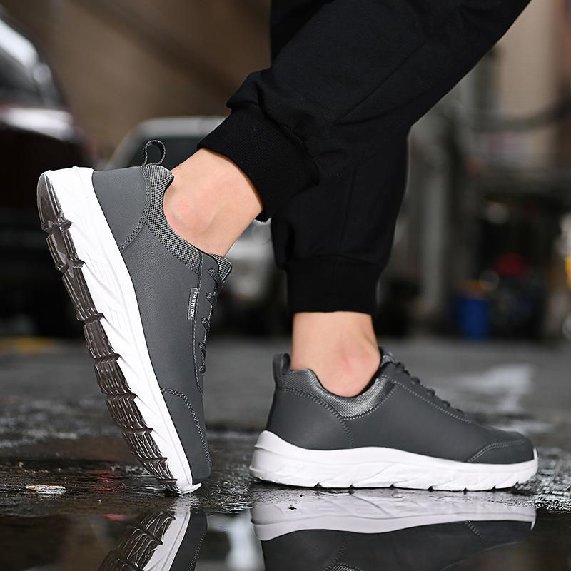 Autumn Sports Shoes Men's Travel Sports Shoes Leather Surface Low-top Lace-up Trend Youth Board Shoes Casual Running Shoes