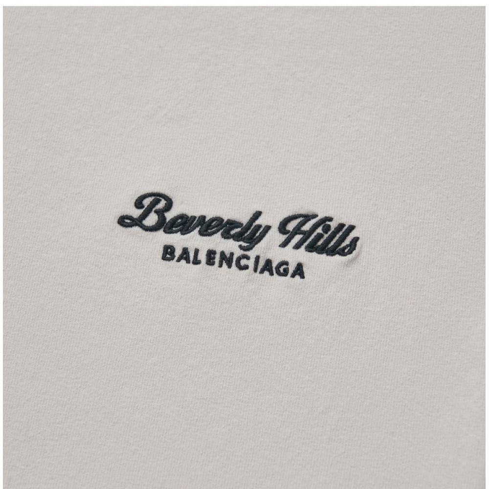 Balenciaga 768075 TqvS5 3307 Beverly HillS Artwork Logo Embroidery Women S Short Sleeve Tee