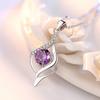 925 Sterling Silver Twist Pendant Necklace for Women Round Cut Purple/White Zircon Infinity Love Necklace Bridal Wedding Jewelry