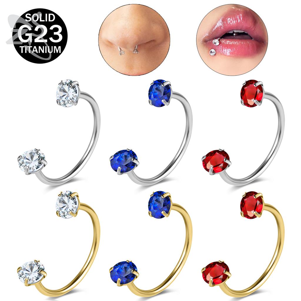 ZS 1 Stück 20G G23 Titanstahl Hufeisen Nasenring Damen Herren Farbiger CZ Kristall Nasenpiercing Ohr Helix Tragus Lippenpiercings