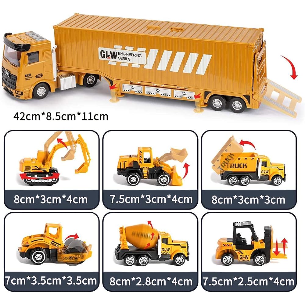 Carecoly Construction Vehicle Toy Set Engineering Work Trucks Playset for Kids