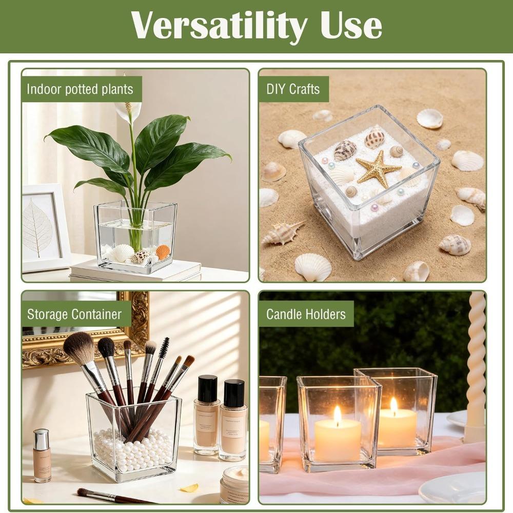 Geometric Cube Vase Transprent Candle Holder Minimalist Fish Tank Home