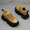 Men's Spring and Autumn Leather Versatile Fashion Casual Shoes Thick Sole High-top Sports Dad Shoes