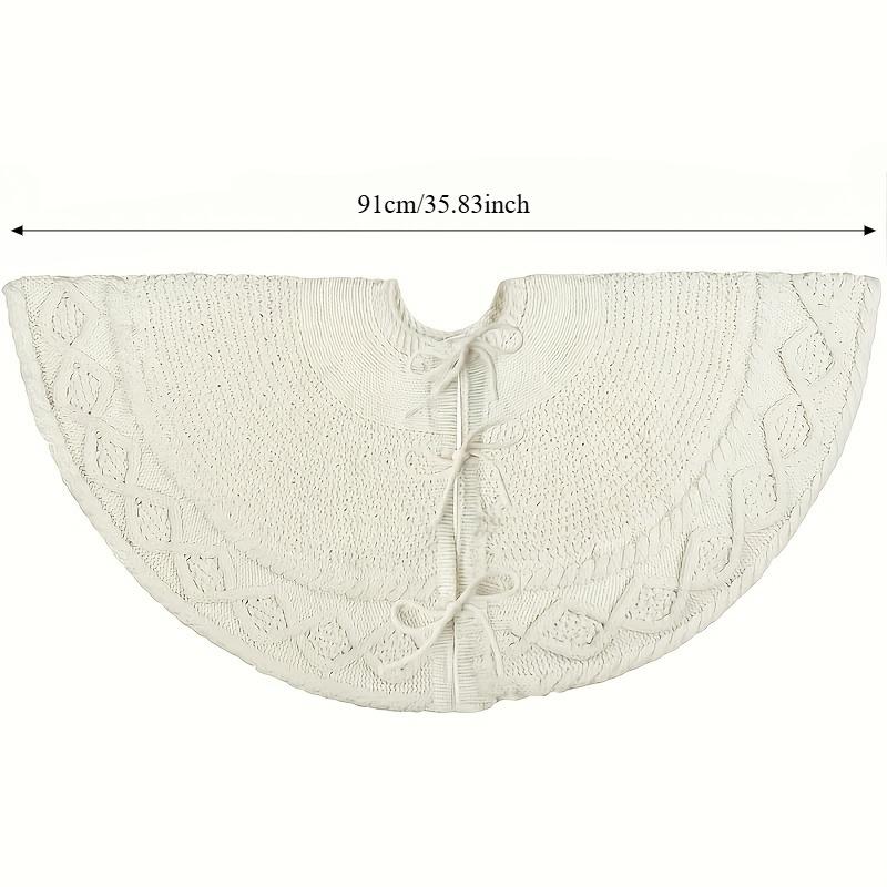 1pc Country Style Cream Knit Christmas Tree Skirt Trim Polyester, Drawstring Closure - Perfect Suitable for Holiday Home