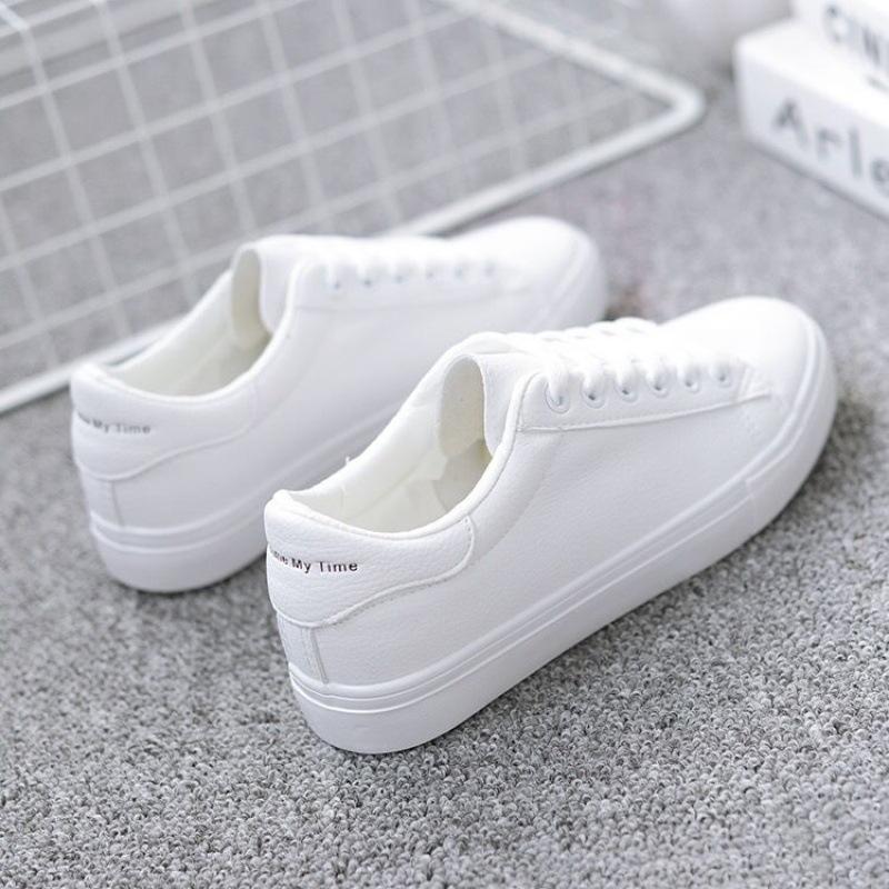 Small White Shoes Version of the Hundred with Four Seasons Leather Casual Shoes Breathable Women's Board Shoes Female Korean