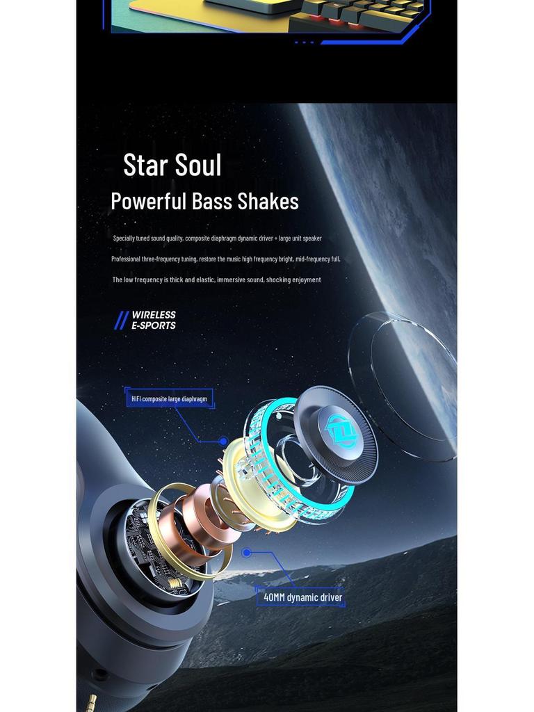 Hot-Selling Luminous Wireless Bluetooth Gaming Headphones with Microphone