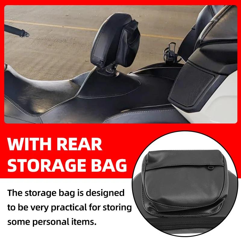 Universal For Harley Yamaha Honda Suzuki Kawasaki Chopper Motorcycle Driver Backrest PU Leather Cushion Pad With Storage Pouch