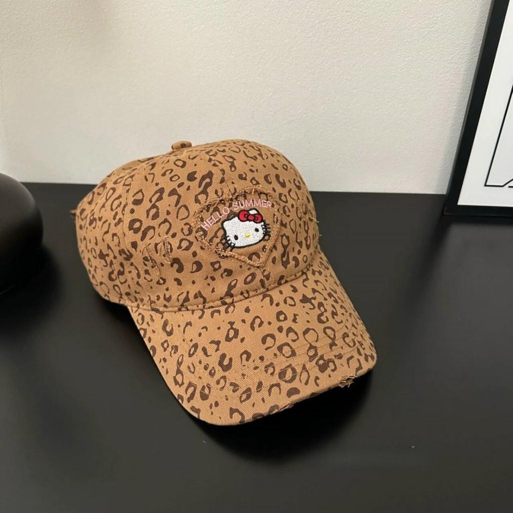 Cat Leopard Print Embroidered Baseball Cap With Adjustable Fit For Summer Sun Protection