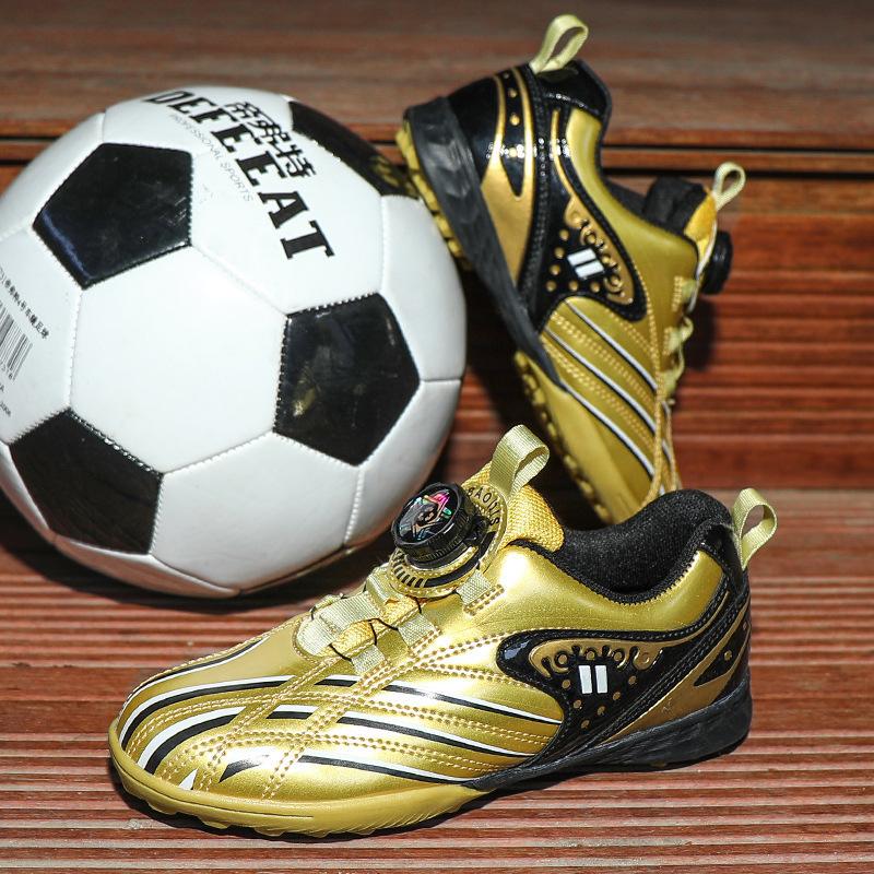 Gold Children'S Rotating Buckle Football Shoes Men'S And Women'S Sports Shoes Broken Nails Primary School Students Game Training Shoes