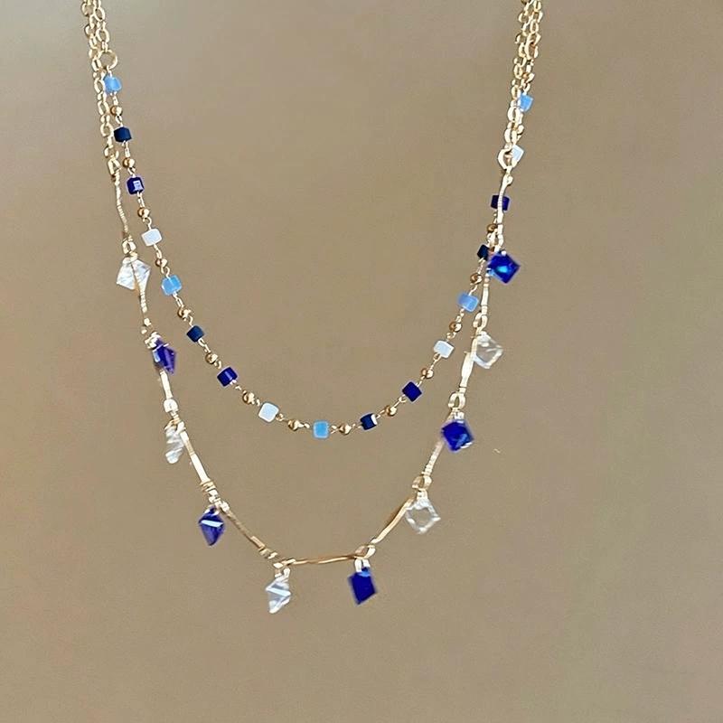 Charm Crystal Bead Double Layered Chains Choker Necklace For Women 2026 Trendy Vintage Personalized Neck Jewelry Accessories