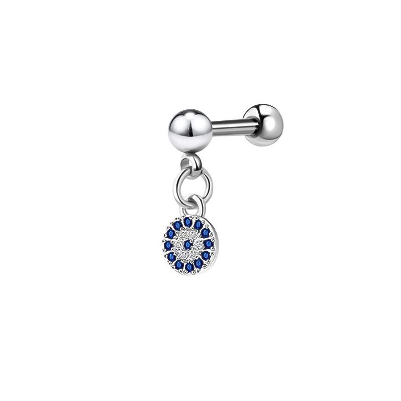 Edelstahl Zirkonia Hantel Knorpelohrringe mit Teufelsteckern, Auf Lager