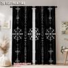 Black Background Viking Symbol Curtains Polyester Perfect Bedroom Living Room Decor Semi Sheer Set Of 2 Made Sitting
