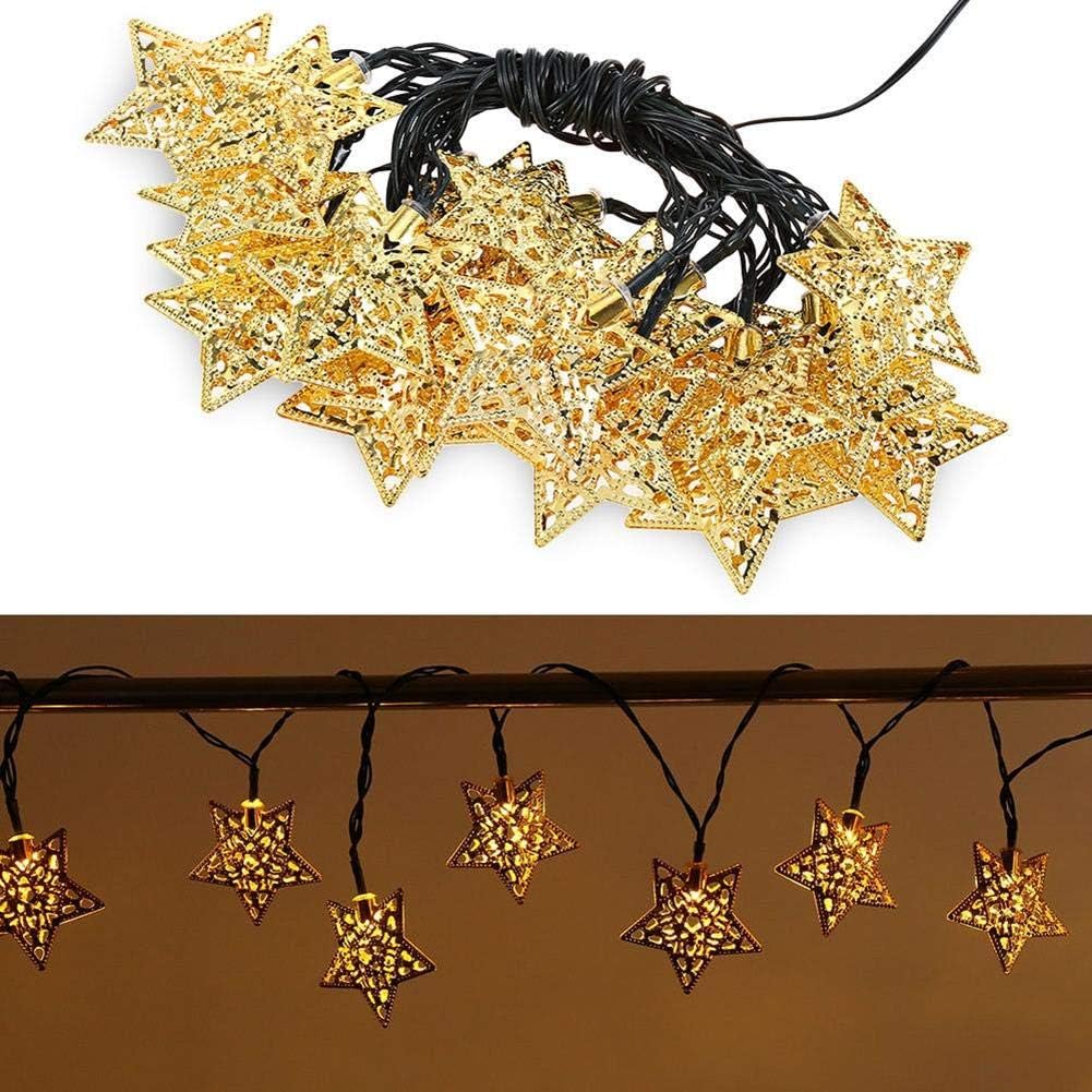 Hann Solar LED Star String Lights 12ft 20LED Decoration Light for Garden, Yard, Home, Landscape Festival Halloween Christmas Party Wedding Tree (20