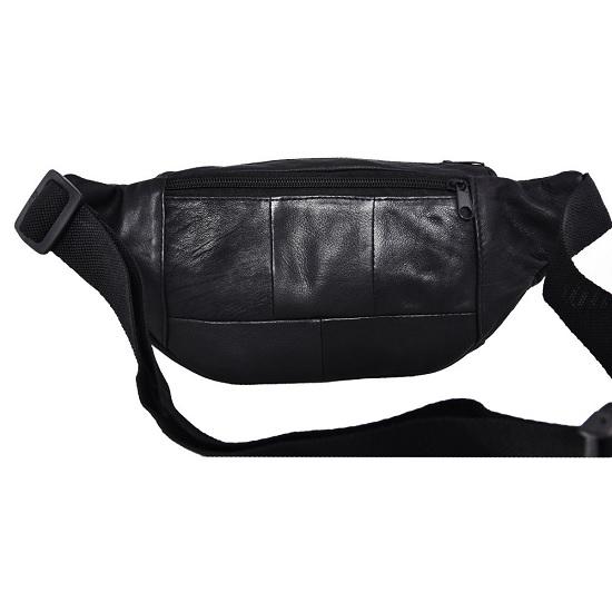 Noora Black Leather Stylish & Fashionable Money Waist Bag For Unisex