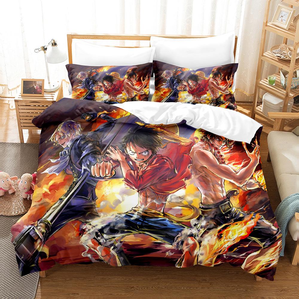 One Piece Series Quilt Cover Pillowcase, Home Textile 3D Digital Printing Three-Piece Set