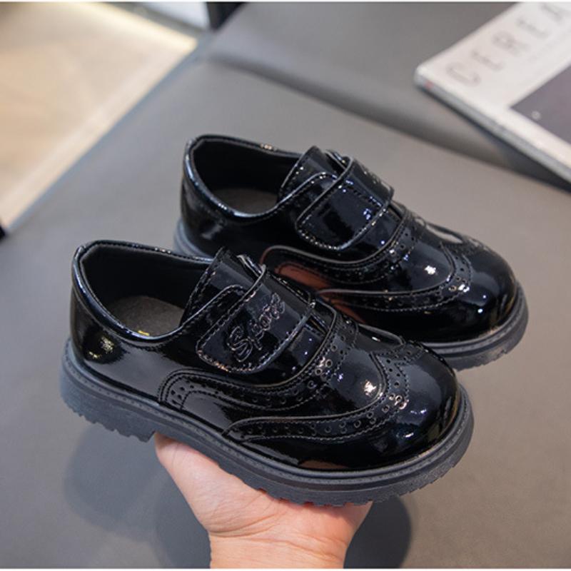 Boy Leather Shoe New British Style Children's Flats for Stage Performance Fashion Glossy PU Black Kid Causal School Formal Shoes
