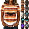 Womens Raglan Sleeve Casual T Shirt Halloween Print Short Sleeve Top Crew Neck Comfortable Fit Lightweight Fabric