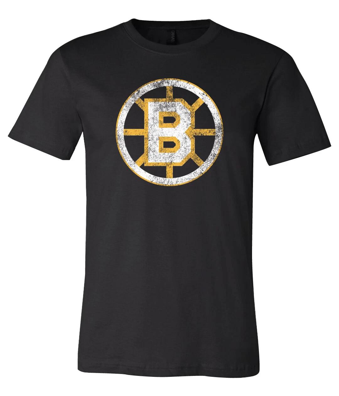 Футболка с потертым логотипом Boston Bruins S-6XL Отслеживание!! XL