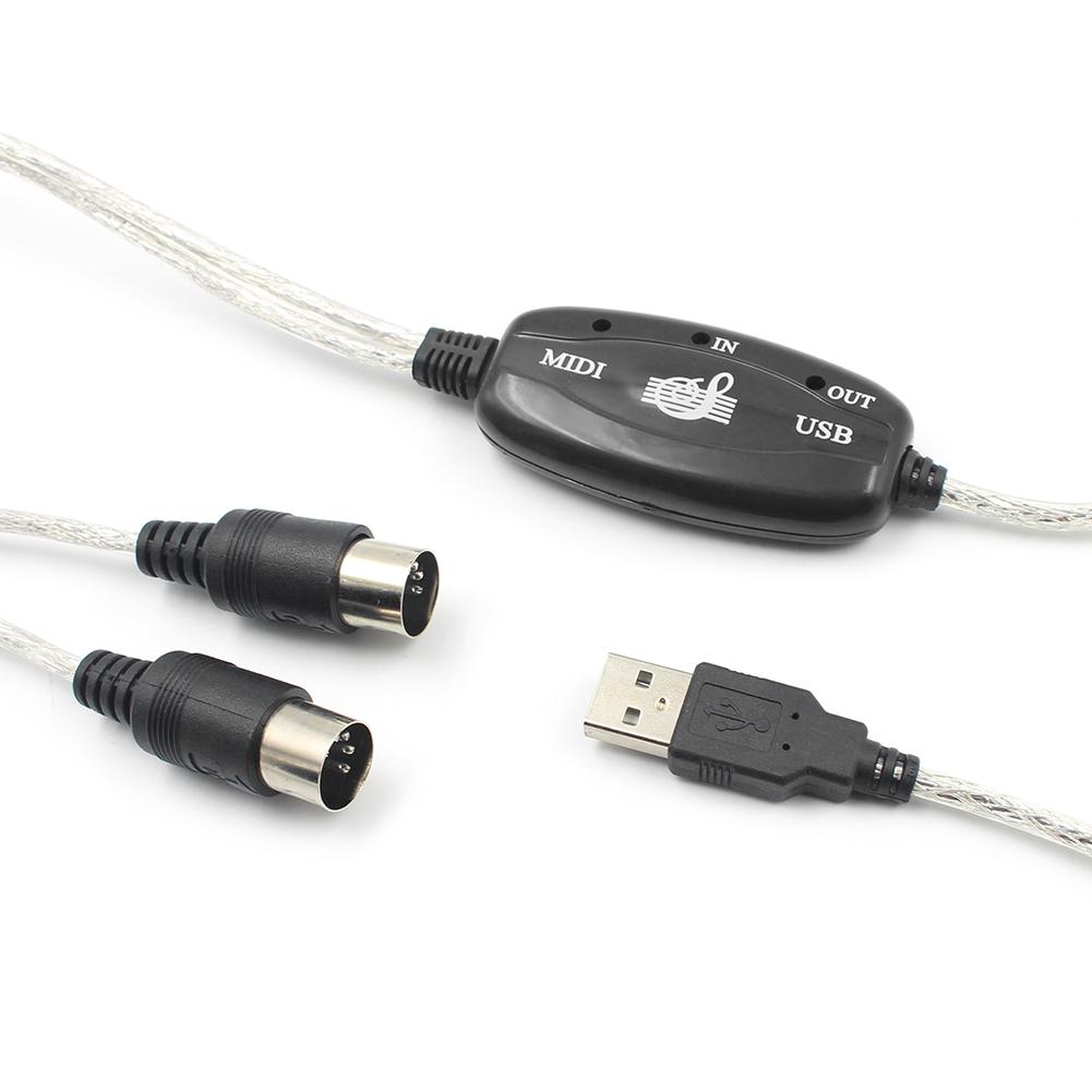 USB IN-OUT MIDI Adapter Cable Electronic Keyboard Converter Cord Laptop PC to Music Keyboard Audio Cable for Windows7/8/10 Vista