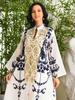 Muslim Women Embroidered Dubai Arabian Loose Dress Evening Dress Eid Robe