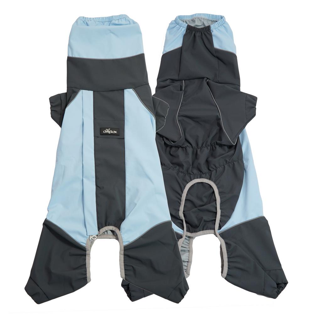 

Dog raincoat outdoor rainy day waterproof pet corgi clothes hooded all-inclusive raincoat L синій