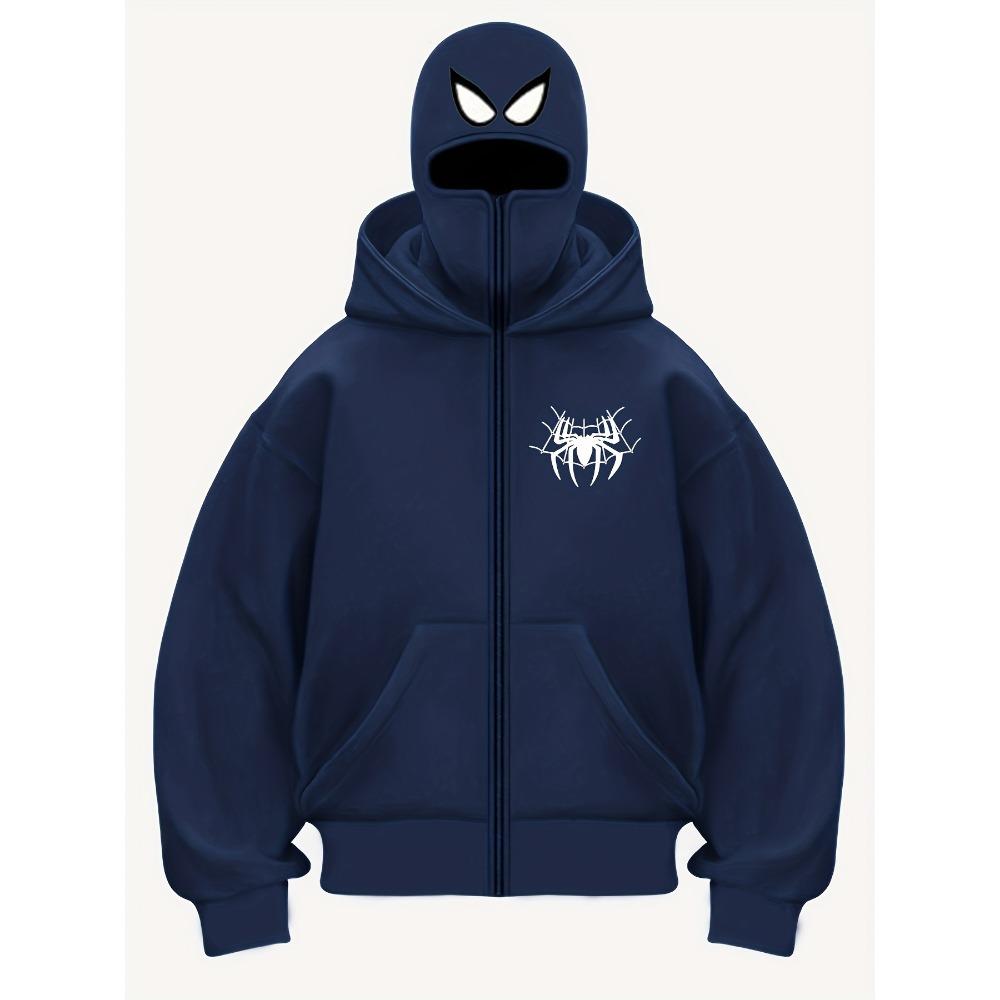 Premium Double Hat Dark Style Sportswear Trendy Pattern Printed Zipper Hoodie Hoodie Hoodie Hoodie Masked Hoodie Men S